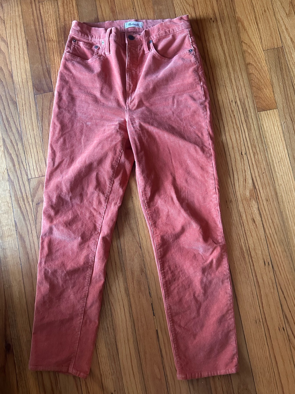 Madewell Perfect Vintage Straight Corduroy Jeans 28T Rust Orange Classic Fit